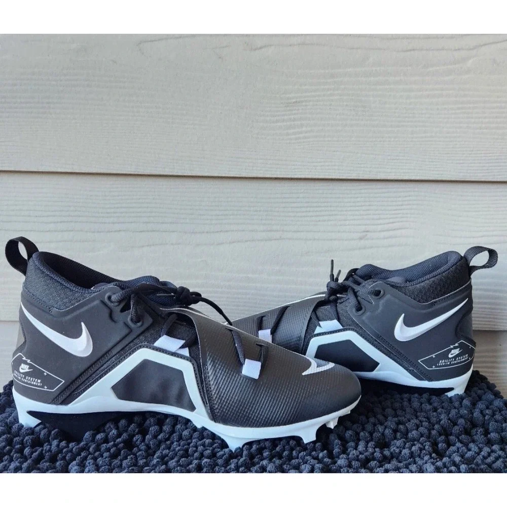 Men's Nike Alpha Menace Pro 3 Mid Football Cleats Black CT6649-001 Size 11